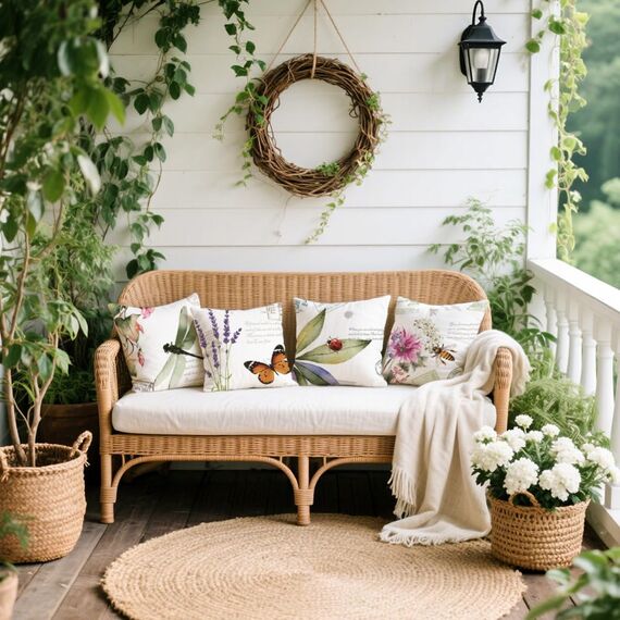 Cirzone Kissenbezug 45x45 4er Set Outdoor Kissen Wetterfest Leinen, Boho Deko für Deko Wohnzimmer, Garten, Balkon