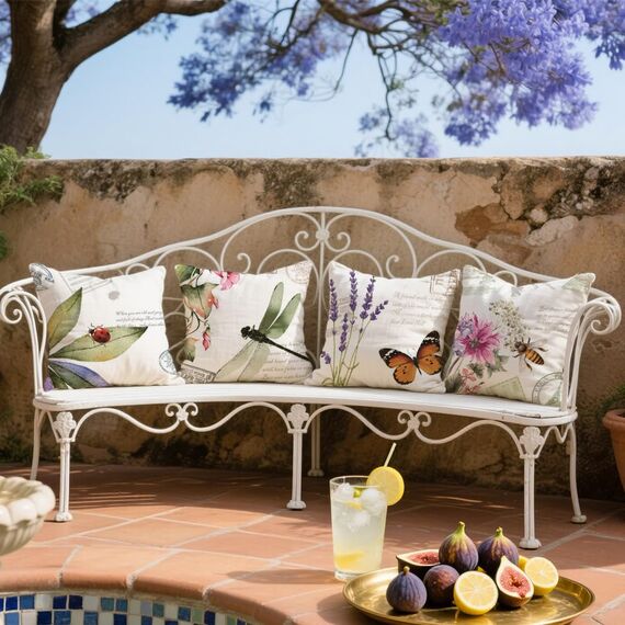 Cirzone Kissenbezug 45x45 4er Set Outdoor Kissen Wetterfest Leinen, Boho Deko für Deko Wohnzimmer, Garten, Balkon