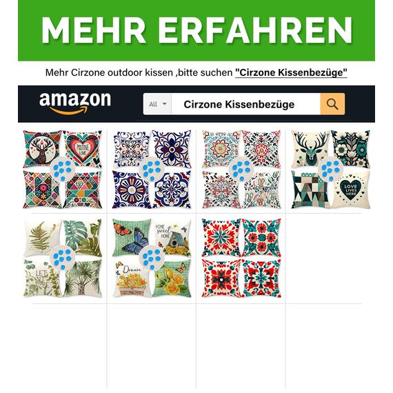 Cirzone Outdoor Kissen 4er Set Kissenbezug 45x45 Deko Wohnzimmer Leinen für Deko Wohnzimmer, Garten, Balkon