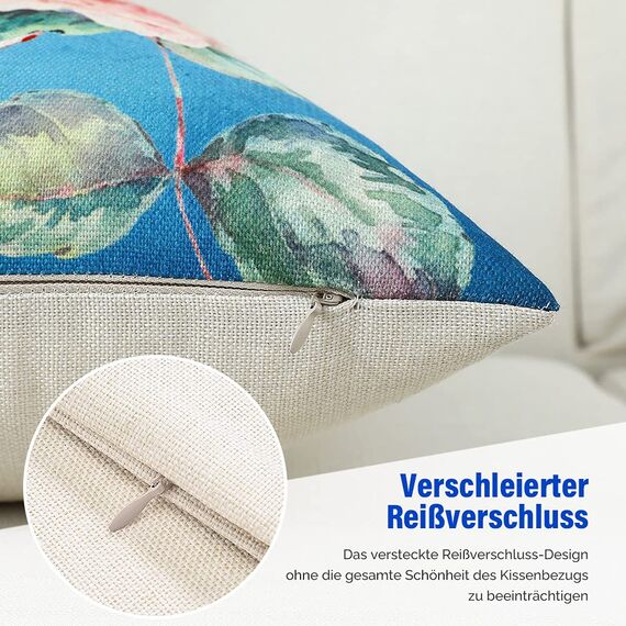 Cirzone Deko Wohnzimmer Kissenbezug 45x45 4er Set Wetterfest Leinen Outdoor Kissen Boho Deko für Garten, Balkon