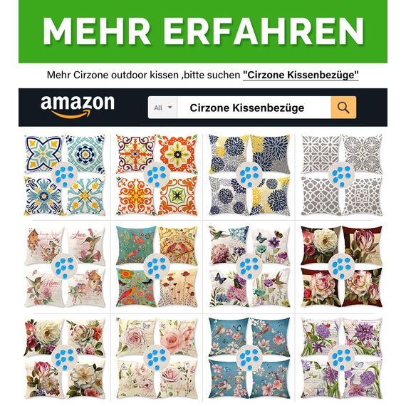 Cirzone Deko Wohnzimmer Kissenbezug 40x40 4er Set Wetterfest Leinen Outdoor Kissen Boho Deko für Garten, Balkon