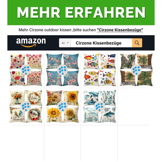 Cirzone Deko Wohnzimmer Kissenbezug 45x45 4er Set Wetterfest Leinen Outdoor Kissen Boho Deko für Garten, Balkon