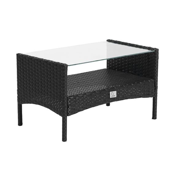 SVITA Brooklyn Gartenmöbel Poly Rattan Sitzgruppe Essgruppe Set Sofa-Garnitur Lounge Schwarz