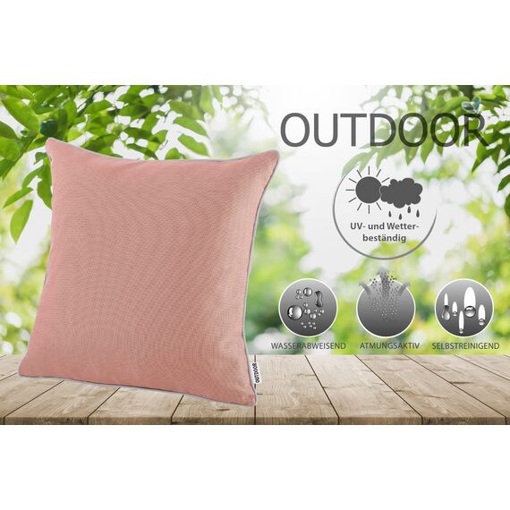 heimtexland ® Outdoor Lounge Dekokissen Lotus Effekt wetterfest schmutz- und wasserabweisend Garten Kissen 45x45 Outdoorkissen Typ551 Altrosa