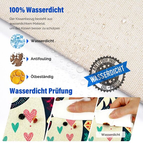 Cirzone Outdoor Kissen 4er Set Kissenbezug 45x45 Deko Wohnzimmer Leinen für Deko Wohnzimmer, Garten, Balkon