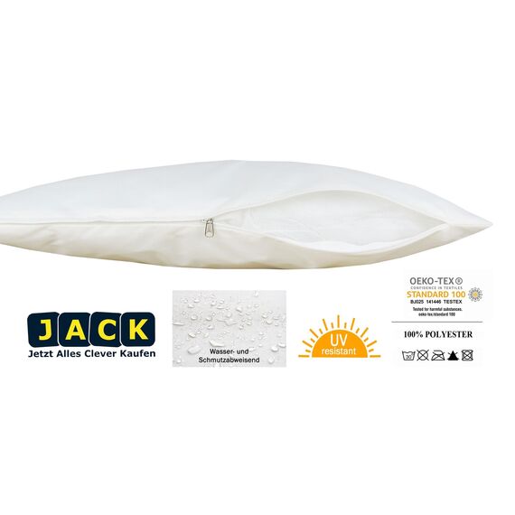 JACK Outdoor Lounge Kissen 30x50cm Dekokissen inkl. Füllung Wasserfest Sitzkissen Garten Stuhl Lotus Effekt, Farbe:Elfenbein