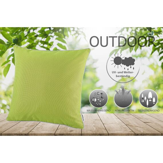 heimtexland ® Outdoor Lounge Dekokissen Lotus Effekt wetterfest schmutz- und wasserabweisend Garten Kissen 45x45 Outdoorkissen Typ551 Grün