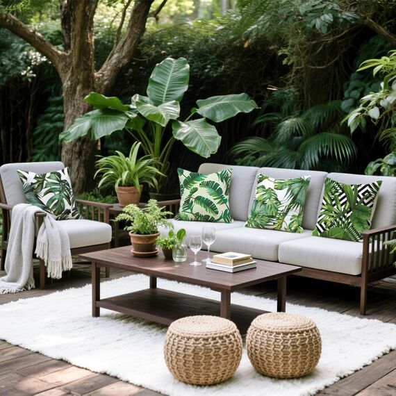 Cirzone Kissenbezug 40x40 4er Set Outdoor Kissen Wetterfest Leinen, Boho Deko für Deko Wohnzimmer, Garten, Balkon