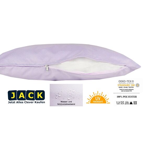 JACK Outdoor Lounge Kissen 30x50cm Dekokissen inkl. Füllung Wasserfest Sitzkissen Garten Stuhl Lotus Effekt, Farbe:Flieder