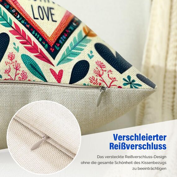 Cirzone Outdoor Kissen 4er Set Kissenbezug 45x45 Deko Wohnzimmer Leinen für Deko Wohnzimmer, Garten, Balkon