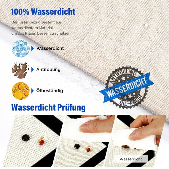 Cirzone Outdoor Kissen 4er Set Kissenbezug 45x45 Deko Wohnzimmer Leinen für Deko Wohnzimmer, Garten, Balkon