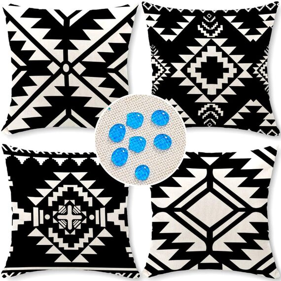 Cirzone Outdoor Kissen 4er Set Kissenbezug 45x45 Deko Wohnzimmer Leinen für Deko Wohnzimmer, Garten, Balkon