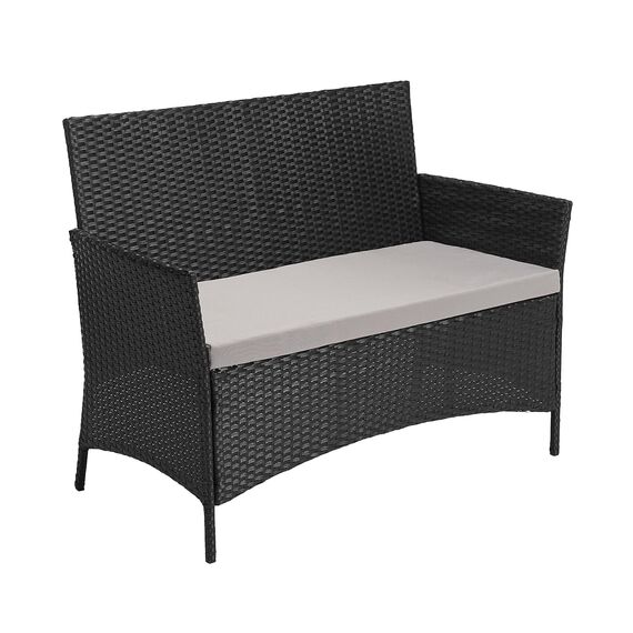 SVITA Brooklyn Gartenmöbel Poly Rattan Sitzgruppe Essgruppe Set Sofa-Garnitur Lounge Schwarz