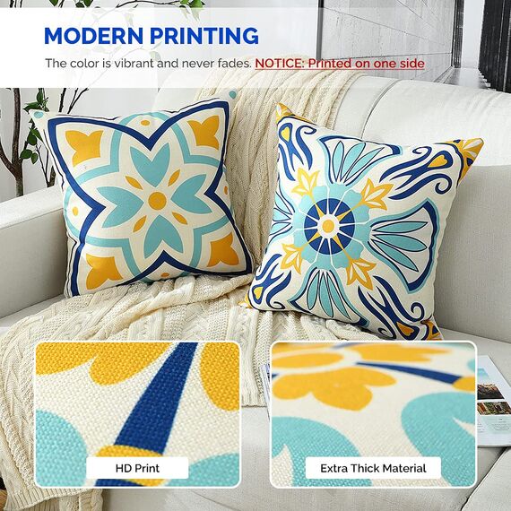 Cirzone Outdoor Kissen Wetterfest 40x40 4er Set Dekokissen, Kissenbezüge Sofakissen für Deko Wohnzimmer, Garten, Balkon