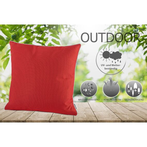 heimtexland ® Outdoor Lounge Dekokissen Lotus Effekt wetterfest schmutz- und wasserabweisend Garten Kissen 45x45 Outdoorkissen Typ551 Rot