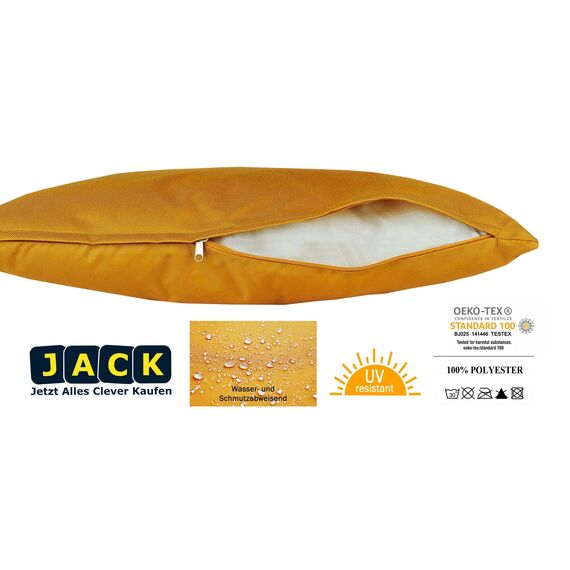 JACK Outdoor Lounge Kissen 30x50cm Dekokissen inkl. Füllung Wasserfest Sitzkissen Garten Stuhl Lotus Effekt, Farbe:Gold