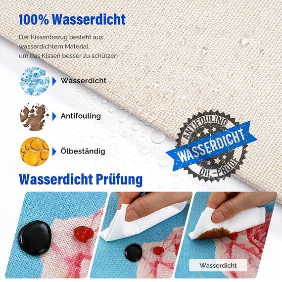 Cirzone Deko Wohnzimmer Kissenbezug 45x45 4er Set Wetterfest Leinen Outdoor Kissen Boho Deko für Garten, Balkon