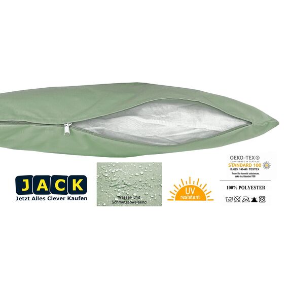 JACK Outdoor Lounge Kissen 30x50cm Dekokissen inkl. Füllung Wasserfest Sitzkissen Garten Stuhl Lotus Effekt, Farbe:Oliv