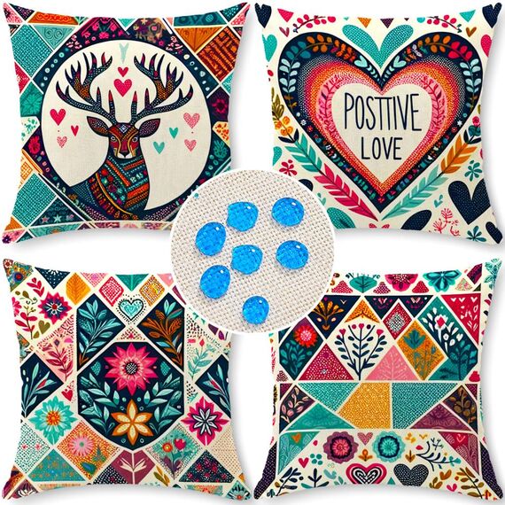 Cirzone Outdoor Kissen 4er Set Kissenbezug 45x45 Deko Wohnzimmer Leinen für Deko Wohnzimmer, Garten, Balkon