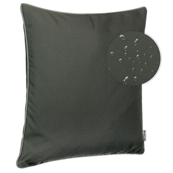Brandsseller 4er Set Outdoor Kissen 45x45 cm – Wetterfeste Zierkissen mit Paspel – Wasserabweisende Gartenkissen & Dekokissen für draußen – Sofakissen für Balkon & Terrasse – Anthrazit