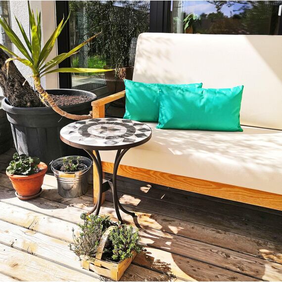 JACK Outdoor Lounge Kissen 30x50cm Dekokissen inkl. Füllung Wasserfest Sitzkissen Garten Stuhl Lotus Effekt, Farbe:Aqua