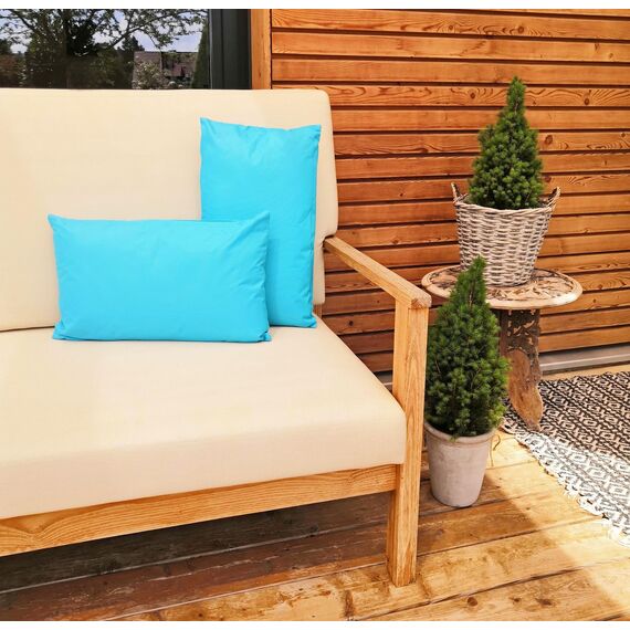 JACK Outdoor Lounge Kissen 30x50cm Dekokissen inkl. Füllung Wasserfest Sitzkissen Garten Stuhl Lotus Effekt, Farbe:Hellblau