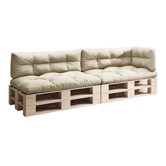 sunnypillow Palettenkissen für Palettenmöbel - 5er Set - Palettenauflage für Palettensofa - Palettenpolster für Garten, Gesteppte Kissen für Europaletten - Sitzkissen & Rückenkissen Cremefarben