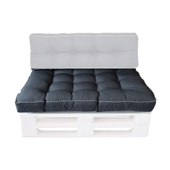 LILENO HOME Palettenkissen Set Anthrazit/Grau - Sitzkissen 120x80x20 cm - Polster für Europaletten - Palettenkissen Outdoor als Sitzkissen für Palettenmöbel