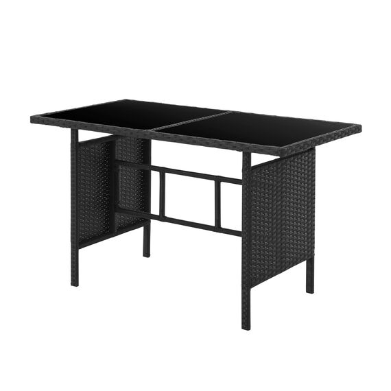 SVITA Brooklyn XL Polyrattan Essgruppe Lounge Garnitur Gartenmöbel Set Esstisch Schwarz