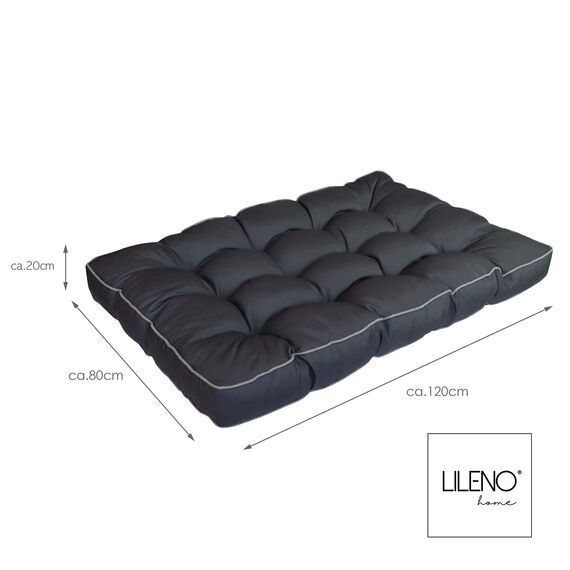 LILENO HOME Palettenkissen Set Anthrazit/Grau - Sitzkissen 120x80x20 cm - Polster für Europaletten - Palettenkissen Outdoor als Sitzkissen für Palettenmöbel