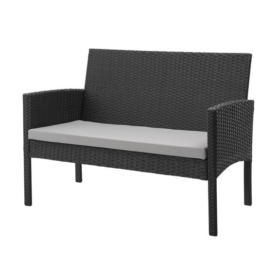 SVITA Brooklyn XL Polyrattan Essgruppe Lounge Garnitur Gartenmöbel Set Esstisch Schwarz