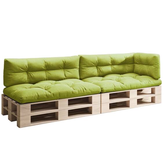 sunnypillow Palettenkissen für Palettenmöbel - 5er Set - Palettenauflage 120 x 80 für Palettensofa - Palettenpolster für Garten, Gesteppte Kissen für Europaletten - Sitzkissen & Rückenkissen Grün