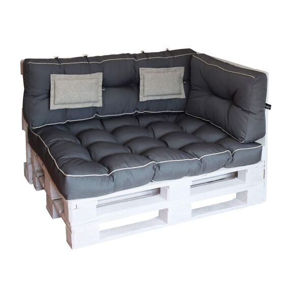 LILENO HOME Palettenkissen Set Anthrazit/Grau - Sitzkissen 120x80x20 cm - Polster für Europaletten - Palettenkissen Outdoor als Sitzkissen für Palettenmöbel