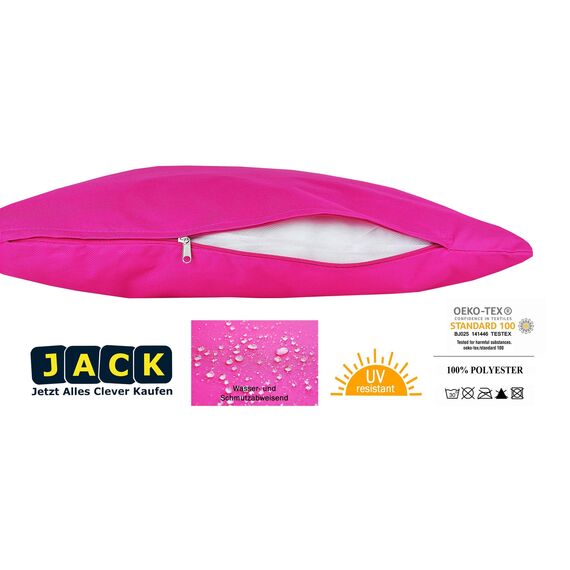 JACK Outdoor Lounge Kissen 30x50cm Dekokissen inkl. Füllung Wasserfest Sitzkissen Garten Stuhl Lotus Effekt, Farbe:Pink