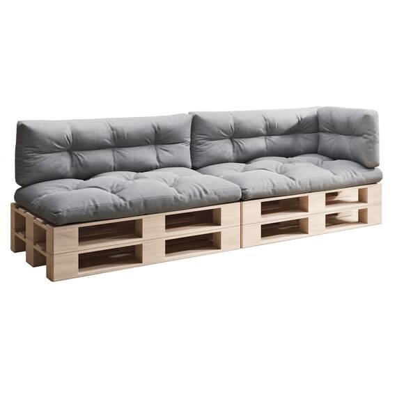 sunnypillow Palettenkissen für Palettenmöbel - 5er Set - Palettenauflage 120 x 80 für Palettensofa - Palettenpolster für Garten, Gesteppte Kissen für Europaletten - Sitzkissen & Rückenkissen Anthrazit
