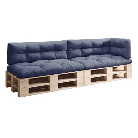 sunnypillow Palettenkissen für Palettenmöbel - 5er Set - Palettenauflage 120 x 80 für Palettensofa - Palettenpolster für Garten, Gesteppte Kissen für Europaletten - Sitzkissen & Rückenkissen Blau