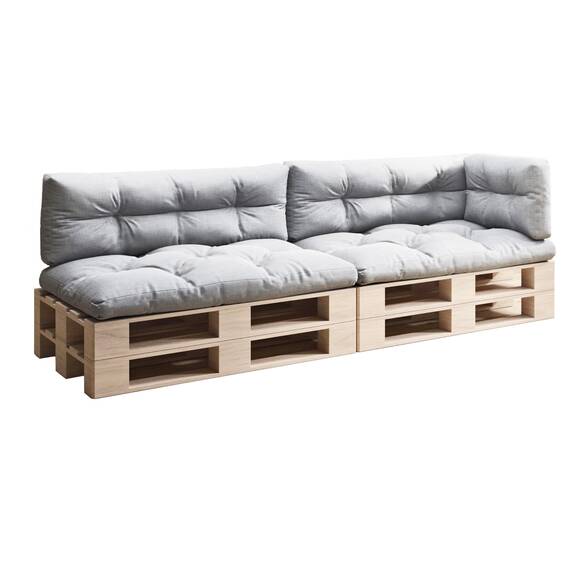 sunnypillow Palettenkissen für Palettenmöbel - 5er Set - Palettenauflage 120 x 80 für Palettensofa - Palettenpolster für Garten, Gesteppte Kissen für Europaletten - Sitzkissen & Rückenkissen Grau