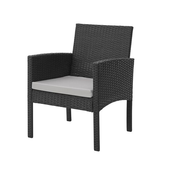 SVITA Brooklyn XL Polyrattan Essgruppe Lounge Garnitur Gartenmöbel Set Esstisch Schwarz