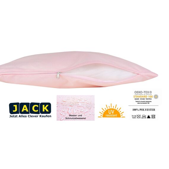 JACK Outdoor Lounge Kissen 30x50cm Dekokissen inkl. Füllung Wasserfest Sitzkissen Garten Stuhl Lotus Effekt, Farbe:Rosa