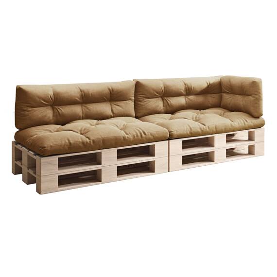 sunnypillow Palettenkissen für Palettenmöbel - 5er Set - Palettenauflage 120 x 80 für Palettensofa - Palettenpolster für Garten, Gesteppte Kissen für Europaletten - Sitzkissen & Rückenkissen Beige