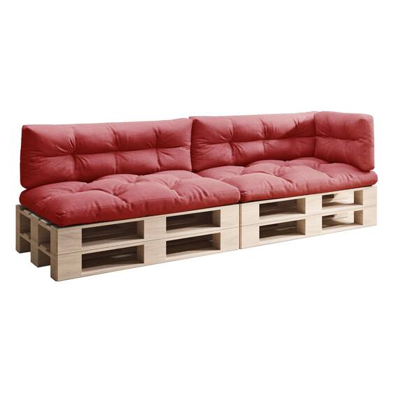sunnypillow Palettenkissen für Palettenmöbel - 5er Set - Palettenauflage 120 x 80 für Palettensofa - Palettenpolster für Garten, Gesteppte Kissen für Europaletten - Sitzkissen & Rückenkissen Rot