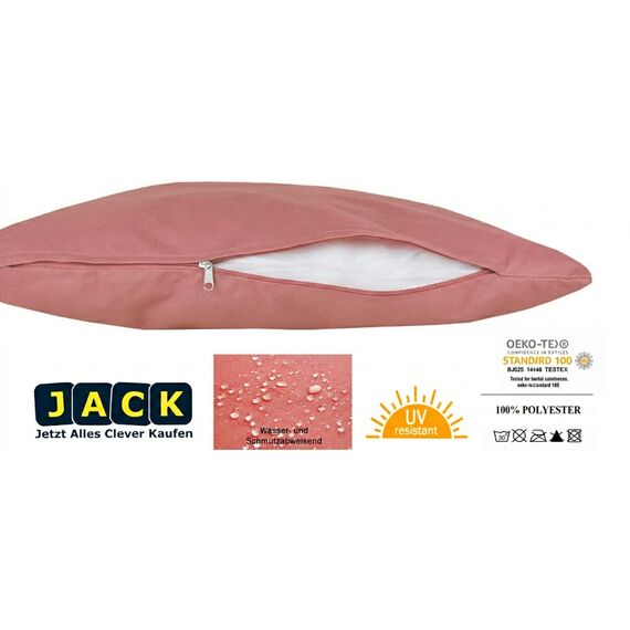 JACK Outdoor Lounge Kissen 30x50cm Dekokissen inkl. Füllung Wasserfest Sitzkissen Garten Stuhl Lotus Effekt, Farbe:Terra