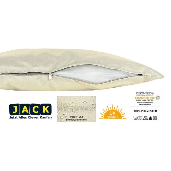 JACK Outdoor Lounge Kissen 30x50cm Dekokissen inkl. Füllung Wasserfest Sitzkissen Garten Stuhl Lotus Effekt, Farbe:Sand