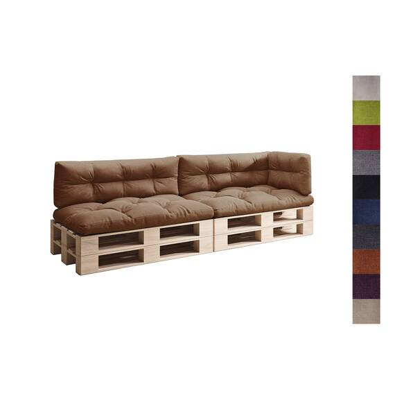 sunnypillow Palettenkissen für Palettenmöbel - 5er Set - Palettenauflage 120 x 80 für Palettensofa - Palettenpolster für Garten, Gesteppte Kissen für Europaletten - Sitzkissen & Rückenkissen Braun