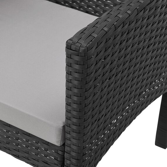 SVITA Brooklyn XL Polyrattan Essgruppe Lounge Garnitur Gartenmöbel Set Esstisch Schwarz