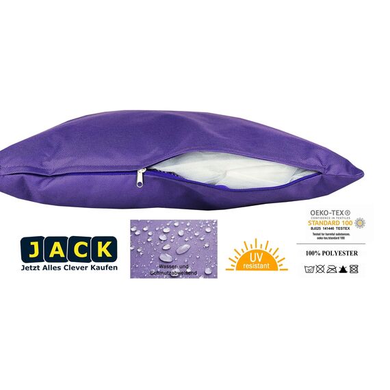 JACK Outdoor Lounge Kissen 30x50cm Dekokissen inkl. Füllung Wasserfest Sitzkissen Garten Stuhl Lotus Effekt, Farbe:Lila