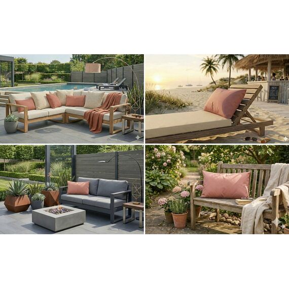 JACK Outdoor Lounge Kissen 30x50cm Dekokissen inkl. Füllung Wasserfest Sitzkissen Garten Stuhl Lotus Effekt, Farbe:Terra