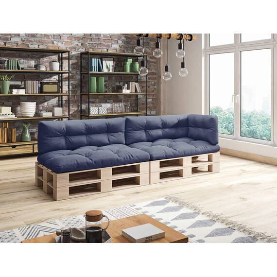 sunnypillow Palettenkissen für Palettenmöbel - 5er Set - Palettenauflage 120 x 80 für Palettensofa - Palettenpolster für Garten, Gesteppte Kissen für Europaletten - Sitzkissen & Rückenkissen Blau