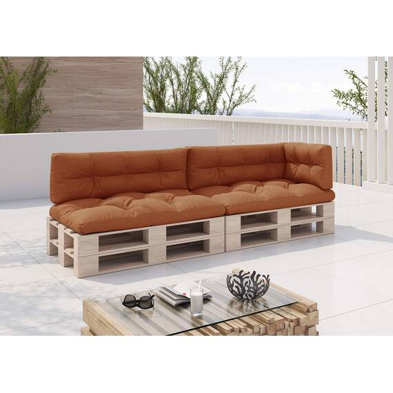 sunnypillow Palettenkissen für Palettenmöbel - 5er Set - Palettenauflage 120 x 80 für Palettensofa - Palettenpolster für Garten, Gesteppte Kissen für Europaletten - Sitzkissen & Rückenkissen Orange