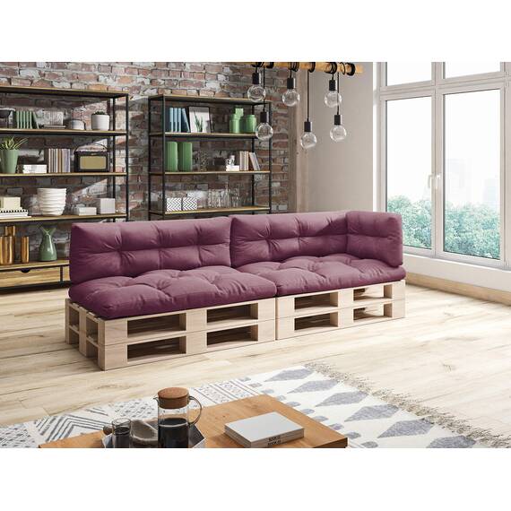 sunnypillow Palettenkissen für Palettenmöbel - 5er Set - Palettenauflage 120 x 80 für Palettensofa - Palettenpolster für Garten, Gesteppte Kissen für Europaletten - Sitzkissen & Rückenkissen Violett